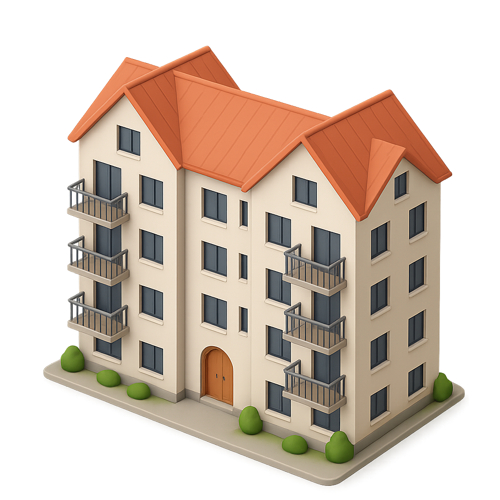 3D illustration of an apartment building