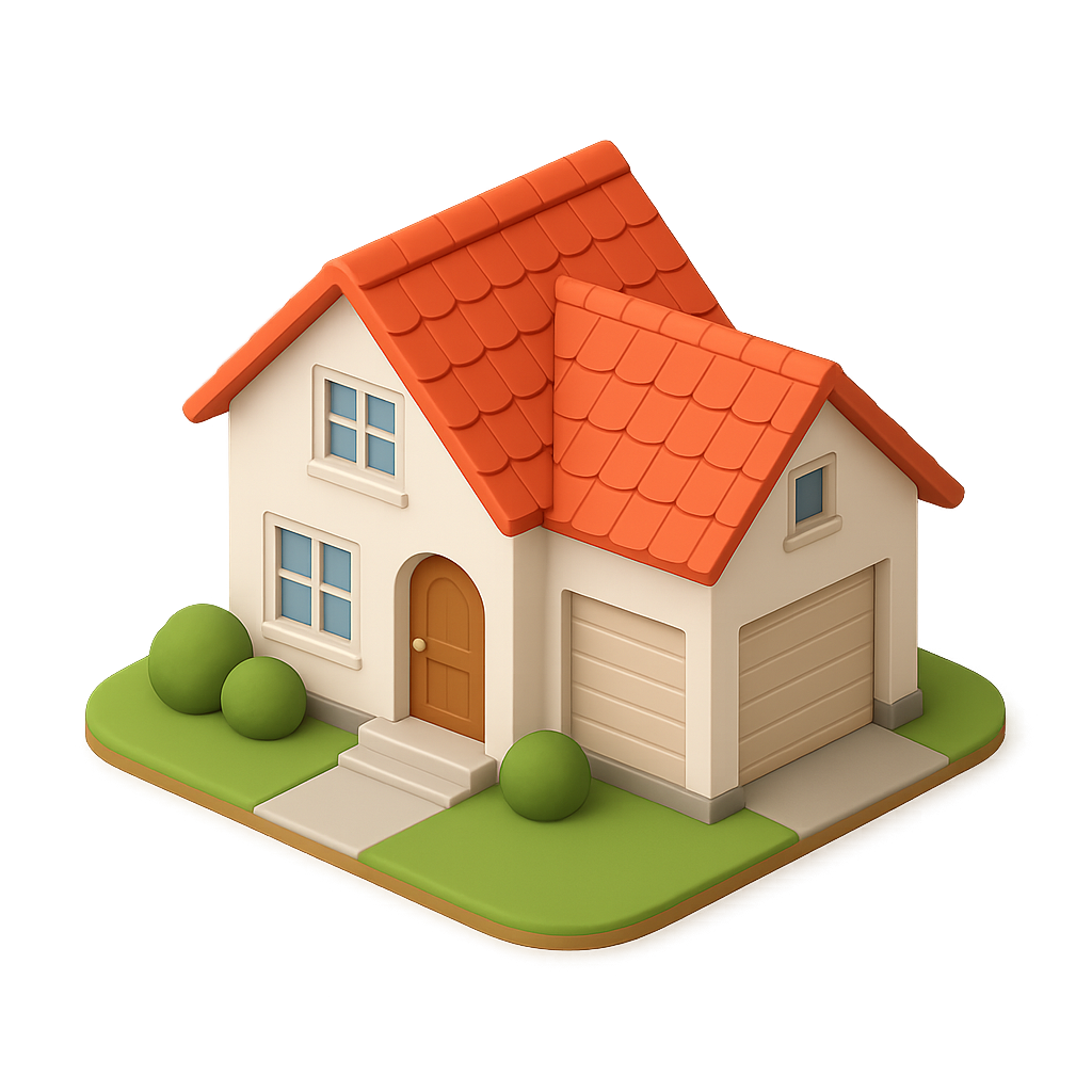 3D illustration of a residential house